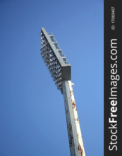 Stadium reflector with clear sky in background