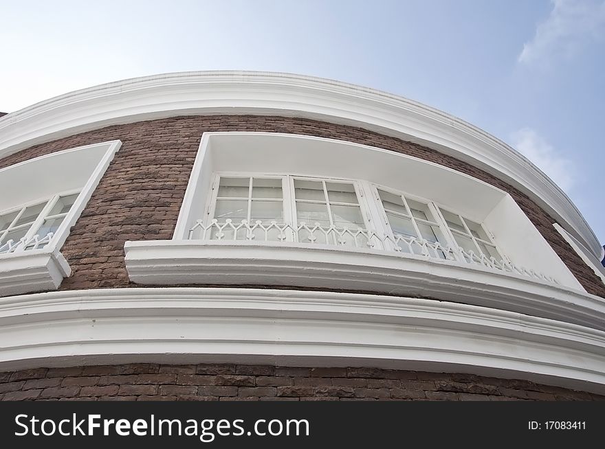 Curve building as blue sky color background