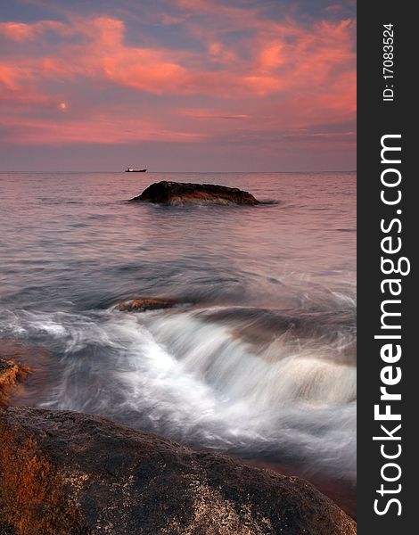 Sunset over the ocean on a tropical island. Sunset over the ocean on a tropical island