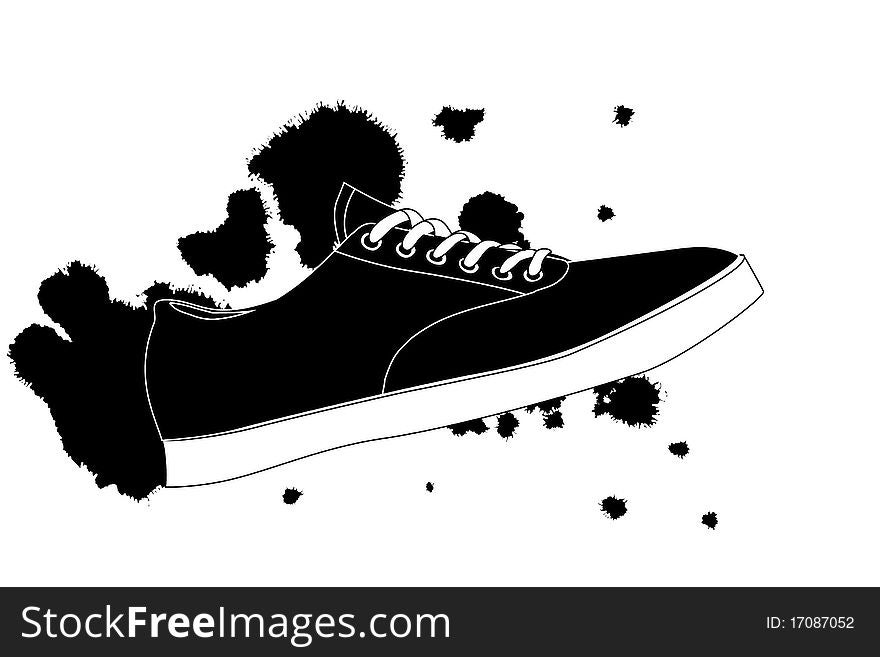 Black outline vector shoes on white background