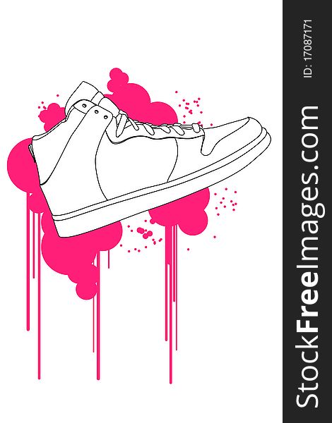 Black outline vector shoes on white background