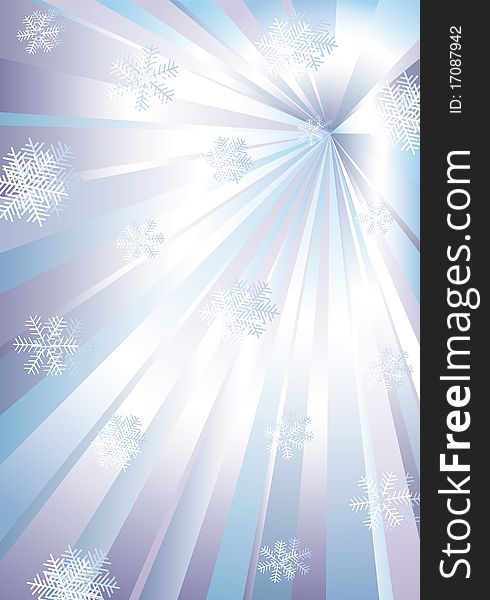 Snowflakes on a background of purple rays. Vector. Snowflakes on a background of purple rays. Vector.