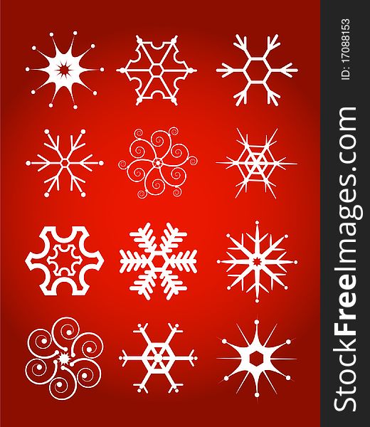 New year set of vector snowflakes