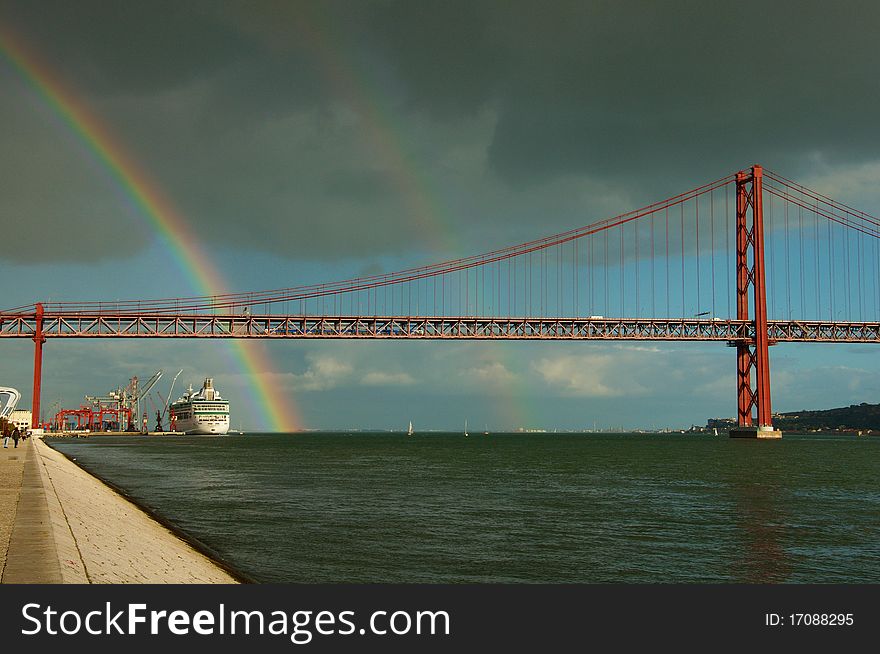 Tagus travel suspension history transportation european urban built dusk place famous rainbow. Tagus travel suspension history transportation european urban built dusk place famous rainbow