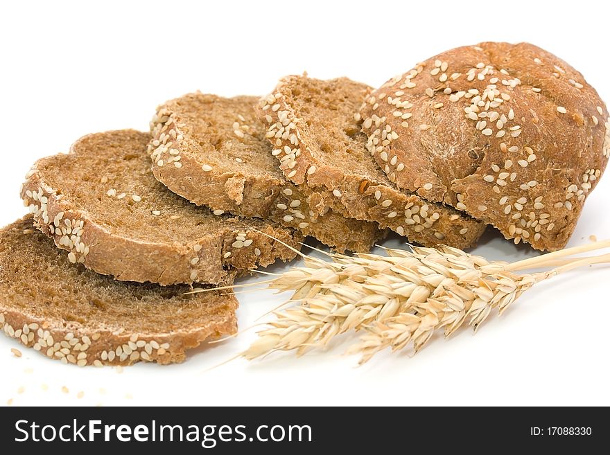 Bread and ears isolated on white background