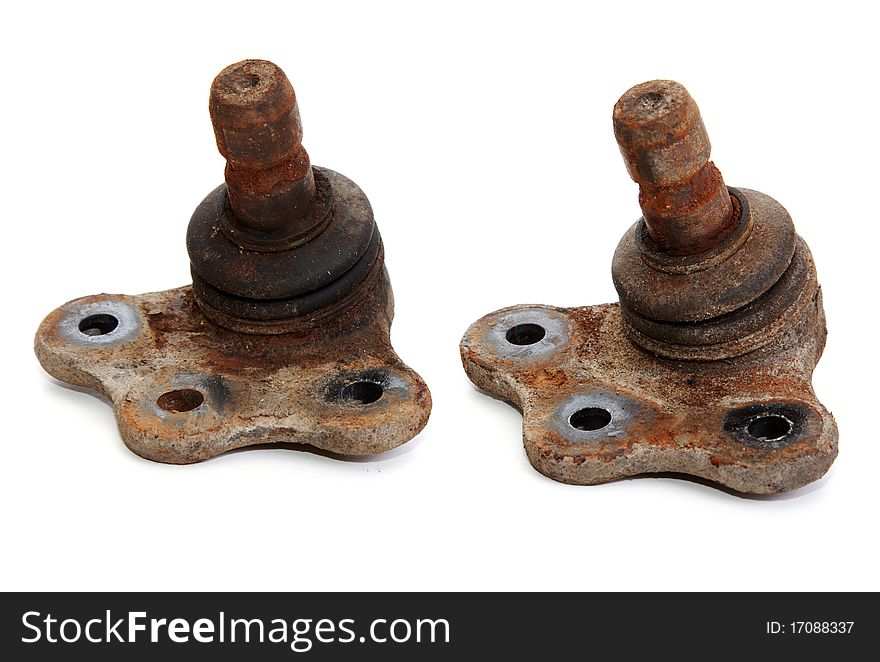 Rusty spare part of the car on white background