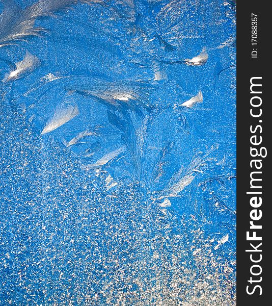 Abstract blue window frost background