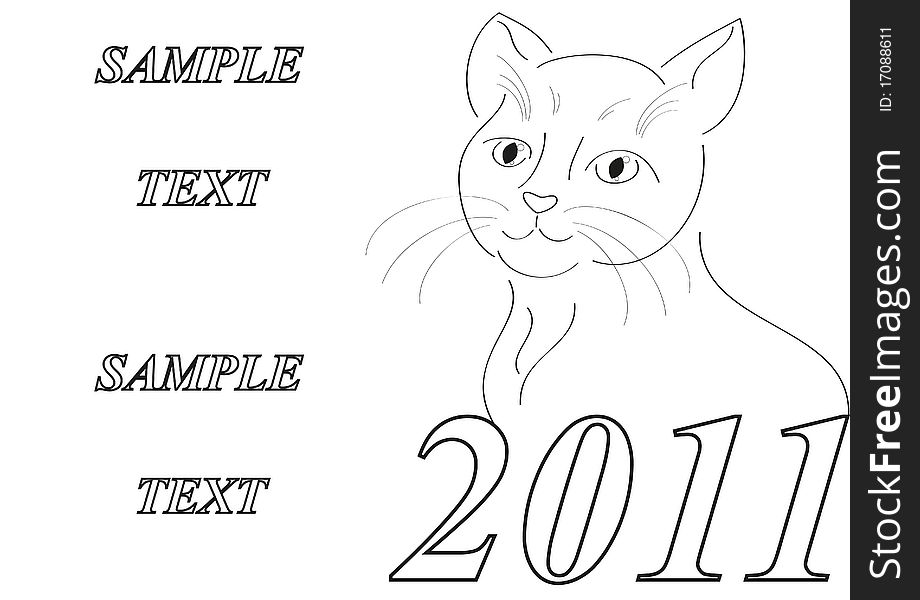 Frame With Styled Cat New Year Symbol