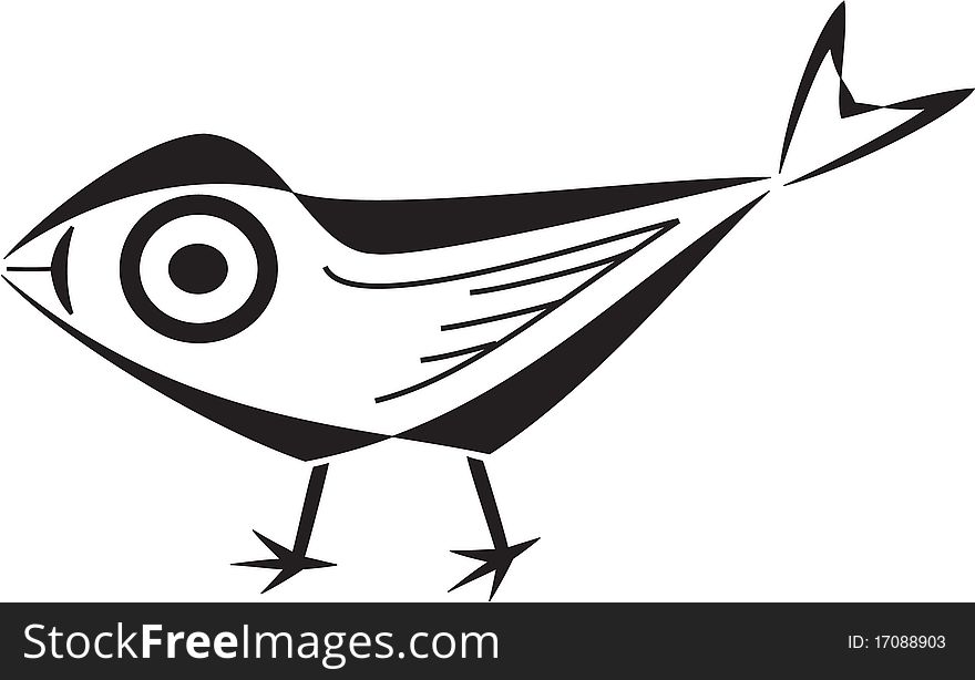 Stylized bird silhouette in black