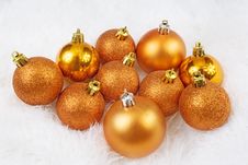 Christmas Golden Orange Spheres Royalty Free Stock Images