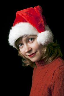Girl In Santa Style Hat Royalty Free Stock Photos Girl In Santa Style Hat Royalty Free Stock Photos