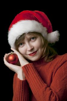 Girl In Santa Style Hat Royalty Free Stock Image Girl In Santa Style Hat Royalty Free Stock Image
