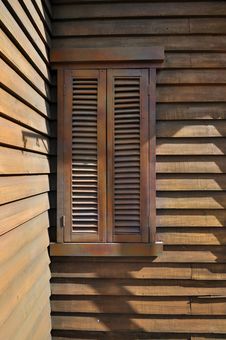 Wooden Window At Corner Royalty Free Stock Image Wooden Window At Corner Royalty Free Stock Image