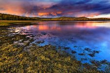 Sunset Under The Lake And Forest Royalty Free Stock Photography Sunset Under The Lake And Forest Royalty Free Stock Photography