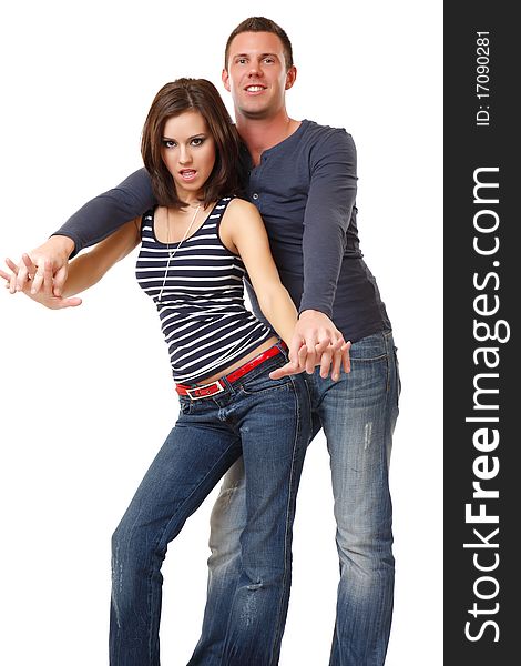 Young Couple Dancing In Studio