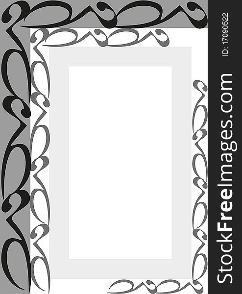 Ornament frame illustration, frame in black and grey colors