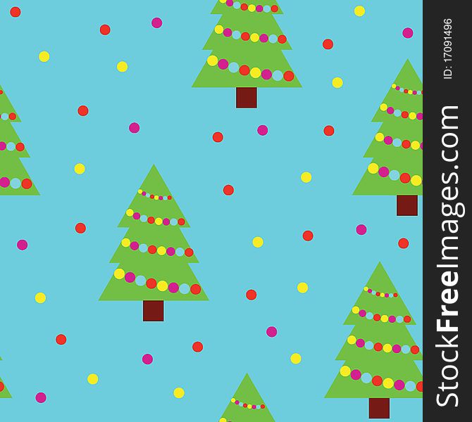 Vector seamless pattern of christmas trees and snowflakes