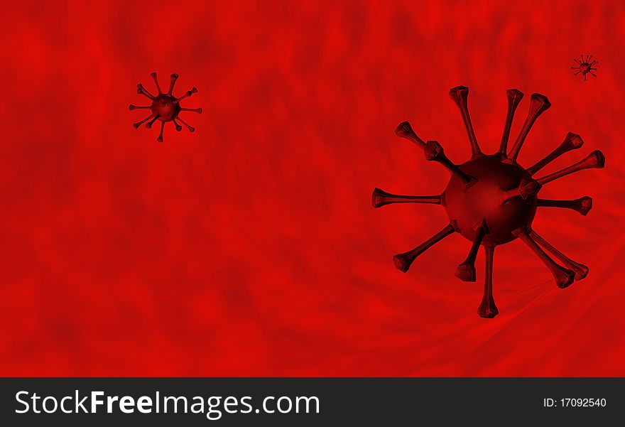 3D rendered viruses inside of blood vessel