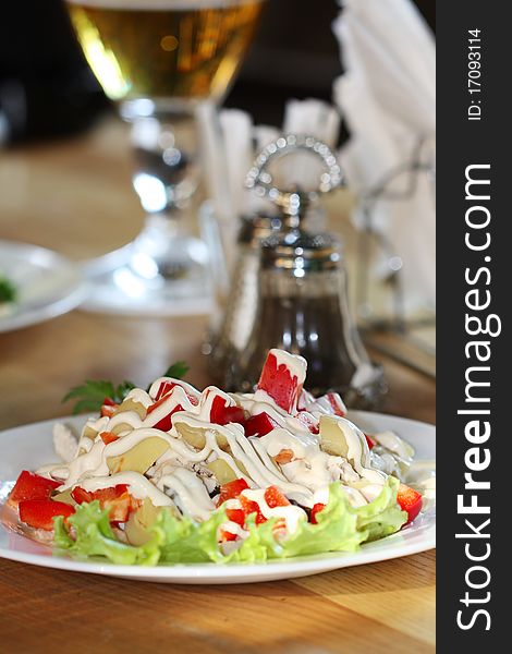 Appetizing salad on a plate - healthy eating