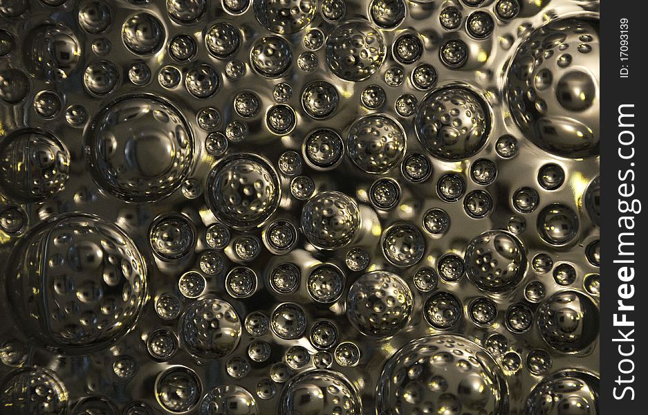 Multitude of grey bubbles in a glass