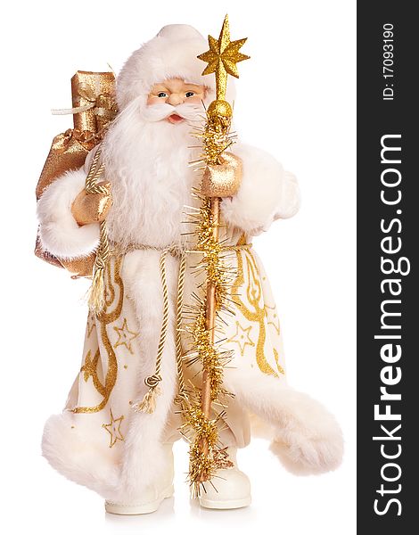 Santa Claus with presents on white. Santa Claus with presents on white