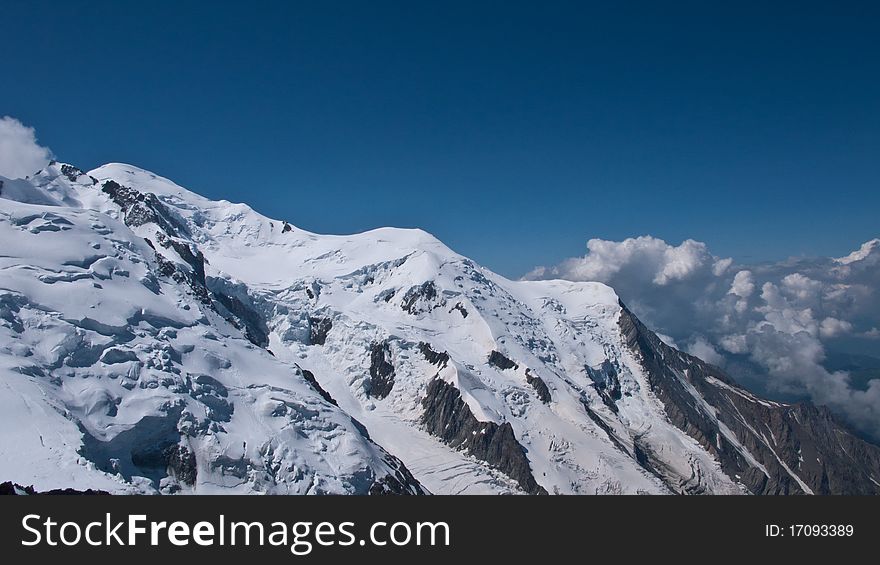 A view of the alps from the Aiguille du Midi in Chamonix, France. A view of the alps from the Aiguille du Midi in Chamonix, France