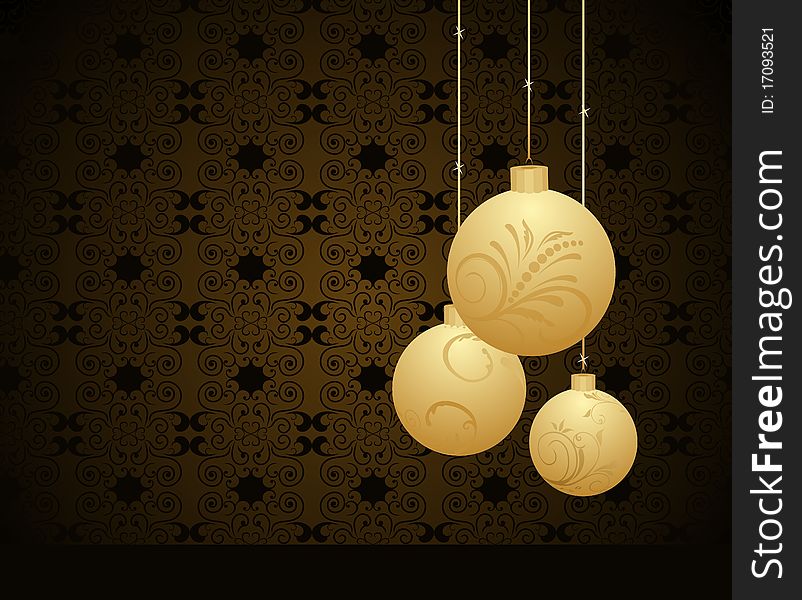 Christmas background with gold balls - vector