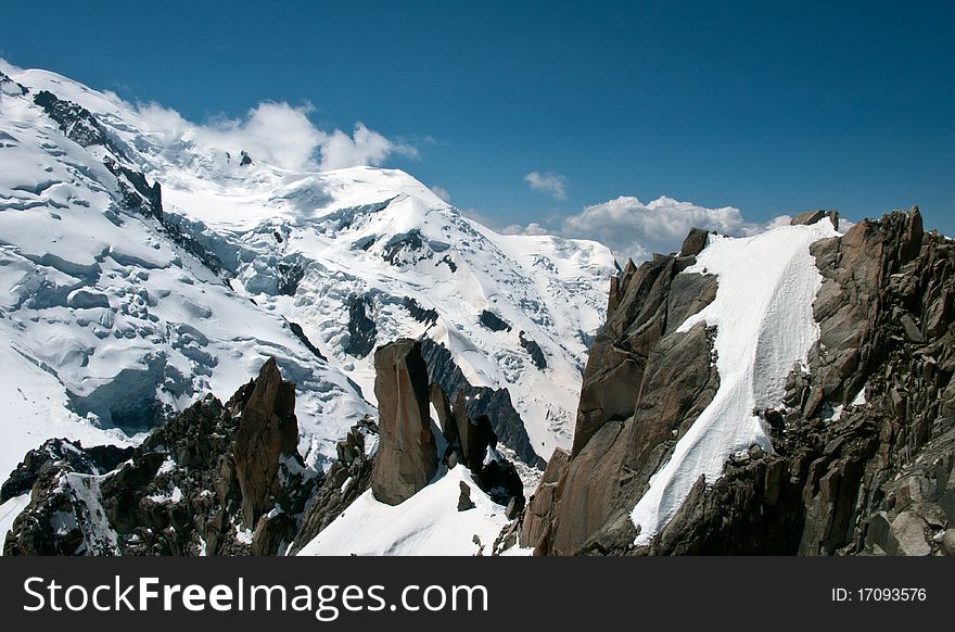 View of mountains from the Aiguille du Midi, Chamonix, France. View of mountains from the Aiguille du Midi, Chamonix, France