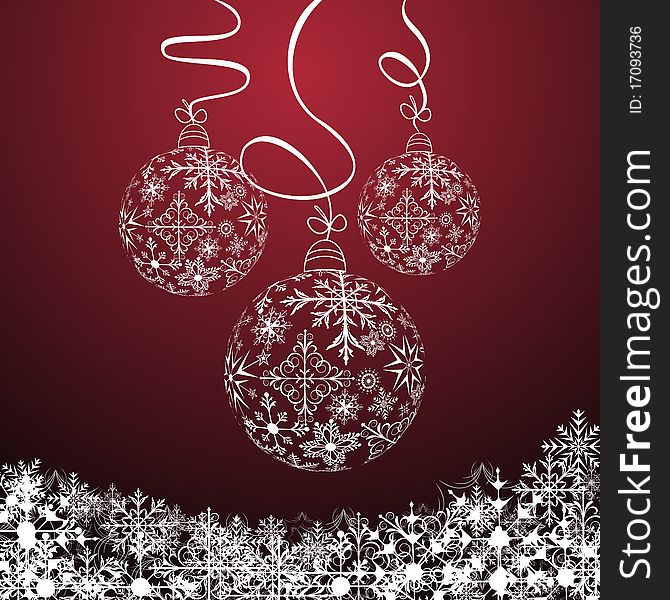 Illustration cute christmas composition with balls - vector