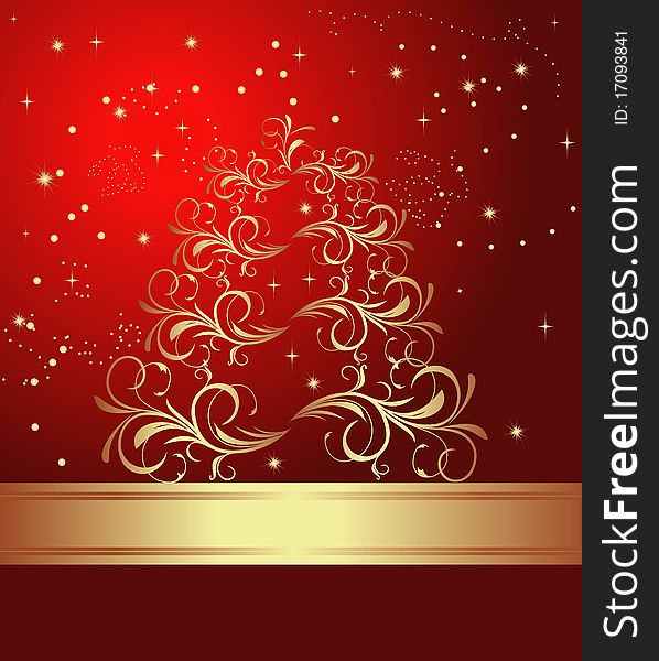 Celebration card with abstract christmas floral tree - vector. Celebration card with abstract christmas floral tree - vector