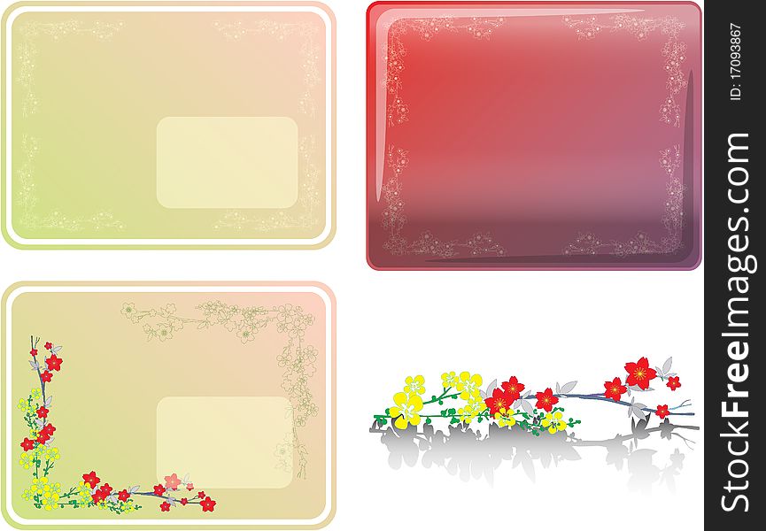 Colour background for postcard with contour, floral ornament. Colour background for postcard with contour, floral ornament