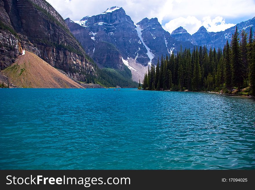 Beautifull lake Moraine in Canadian Rockies, Alberta. Beautifull lake Moraine in Canadian Rockies, Alberta