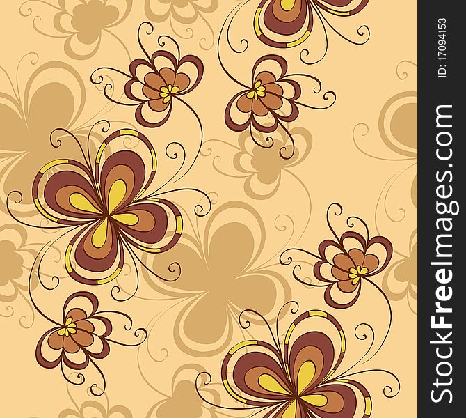 Seamless background with decorative flowers