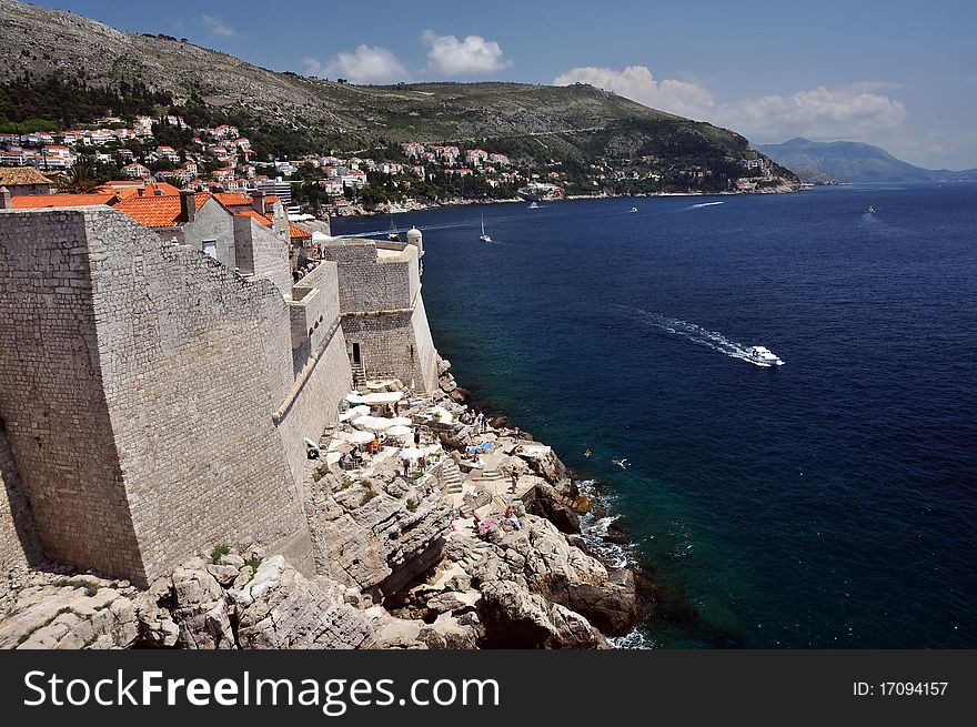 View of the coastline at Dubrovnik, Croatia
