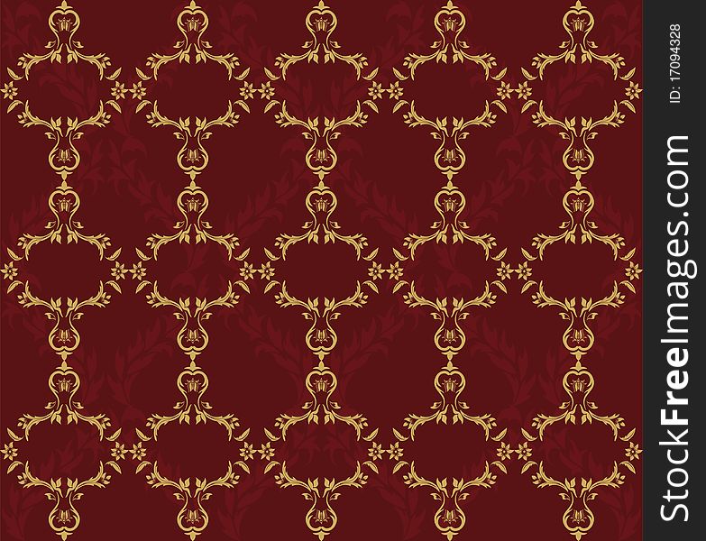 Vector seamless damask gold background. Vector seamless damask gold background