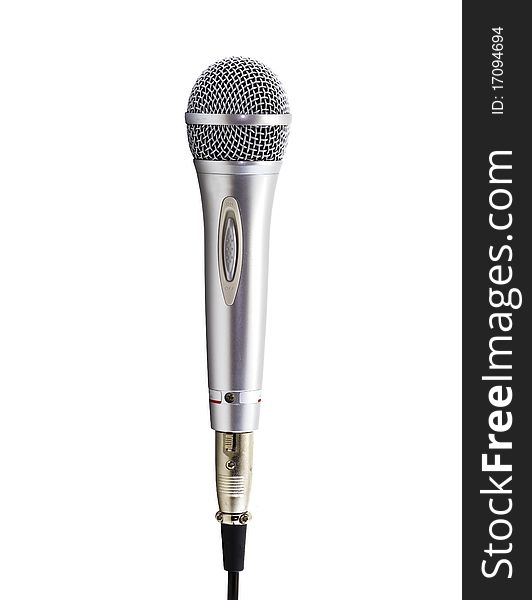 Silver microphone isolated in white background. Silver microphone isolated in white background
