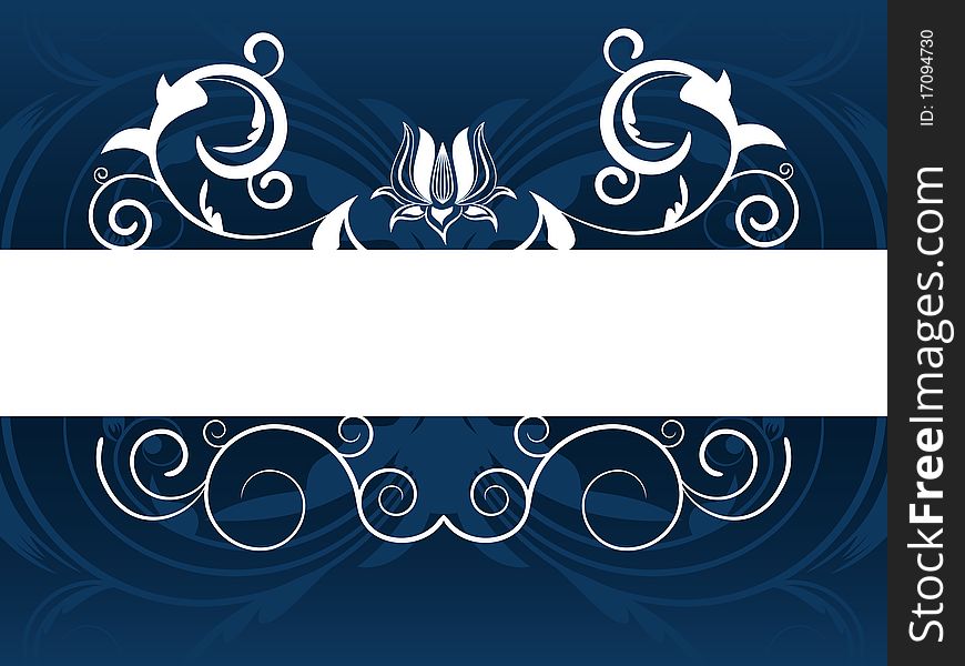 Vector picture of white vintage frame on dark blue background. Vector picture of white vintage frame on dark blue background