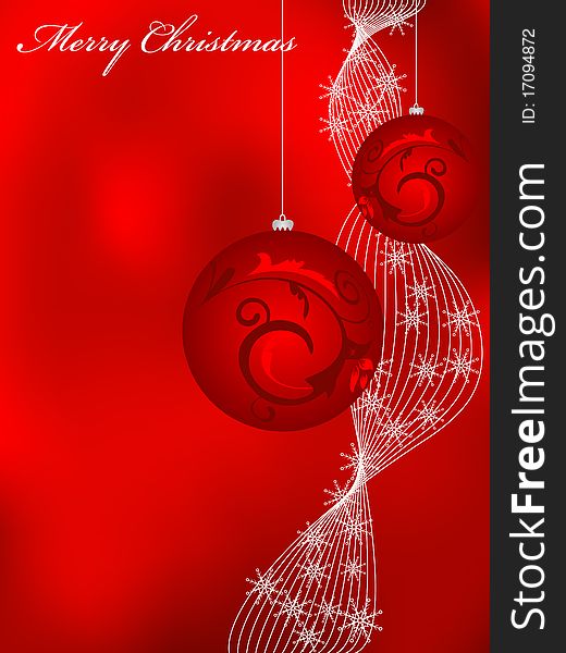 Vector red greeting card for Christmas. Vector red greeting card for Christmas