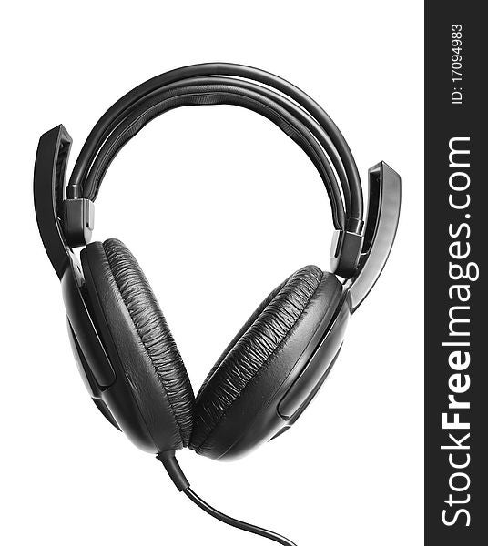 Large headphones black isolated on a white