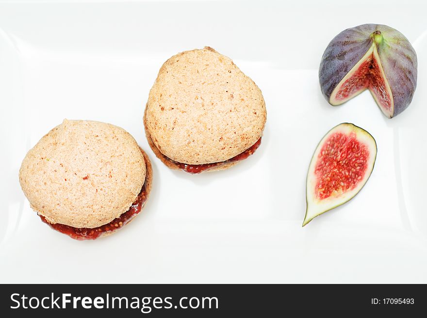 Almond and fig cookies on a plate