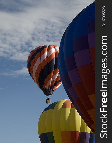 Hot air balloons soar into the Colorado skies.