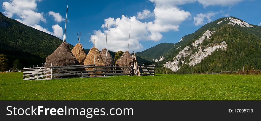 Haystack kept in the traditional way, in mountains of Transylvania