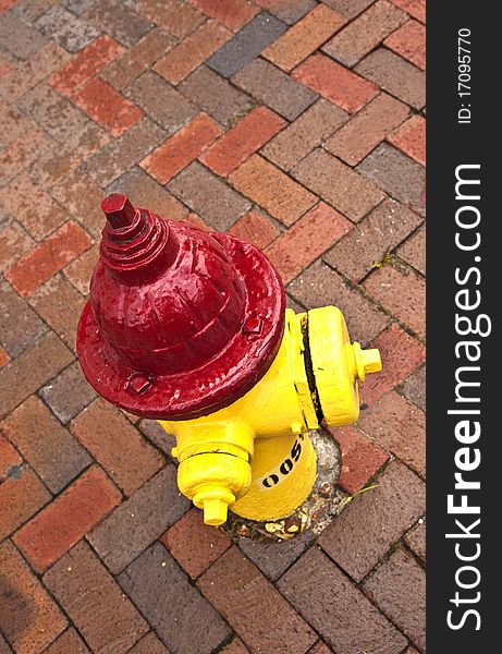 Old Pedestrian Brick Paveway With Hydrant