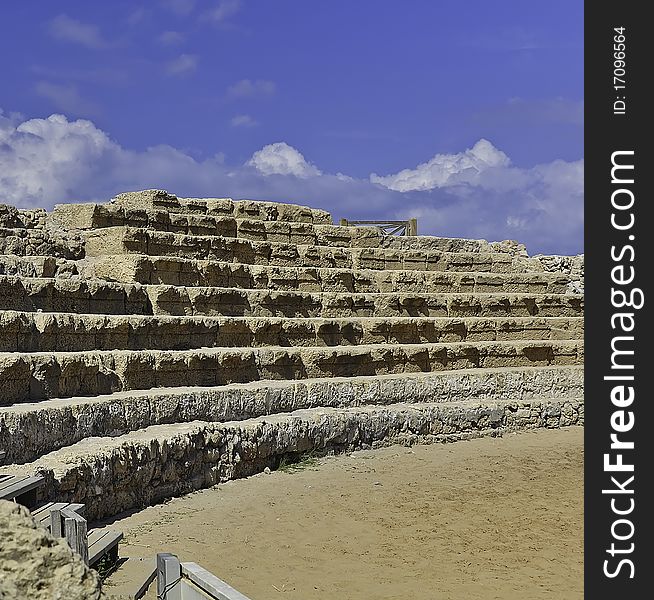 Remains of the Caesaria Amphitheater. Remains of the Caesaria Amphitheater