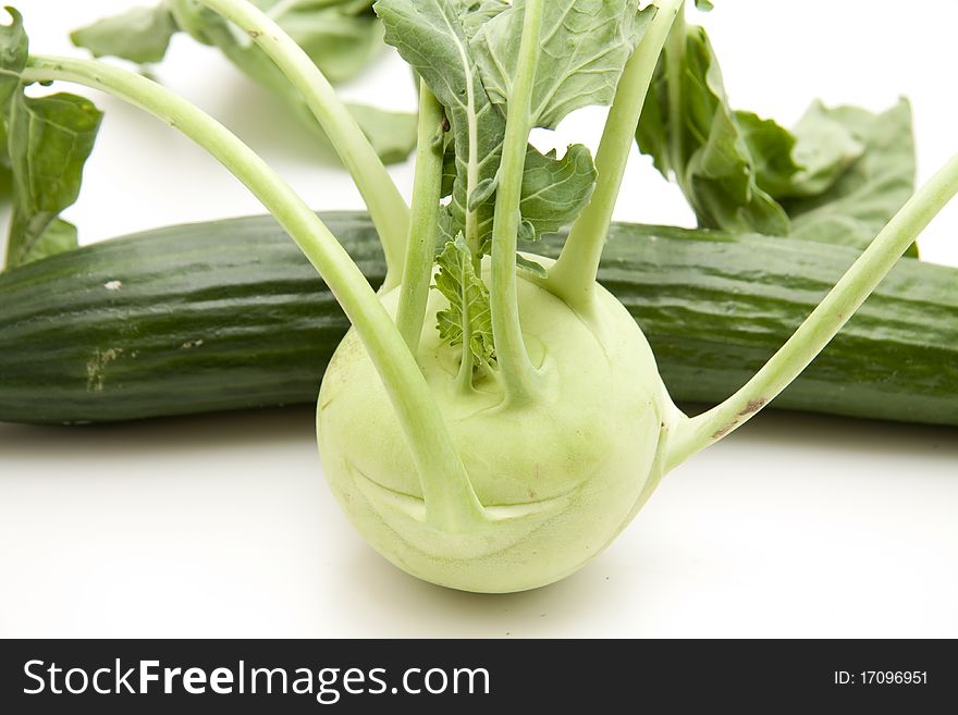 Cucumber and kohlrabi from the garden