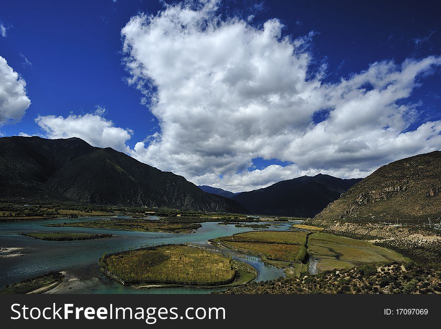 The beautiful scenery of mountain plateau valley