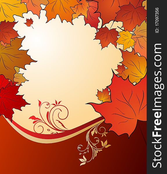 Illustration of autumn floral background - vector