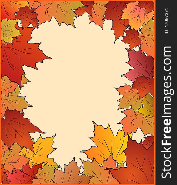 Autumn cute card with maple - vector. Autumn cute card with maple - vector