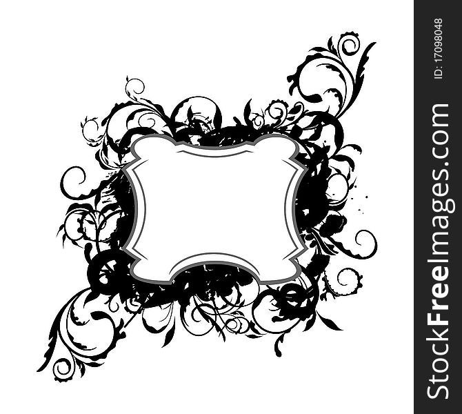 Illustration the floral black decor element for design and border - vector