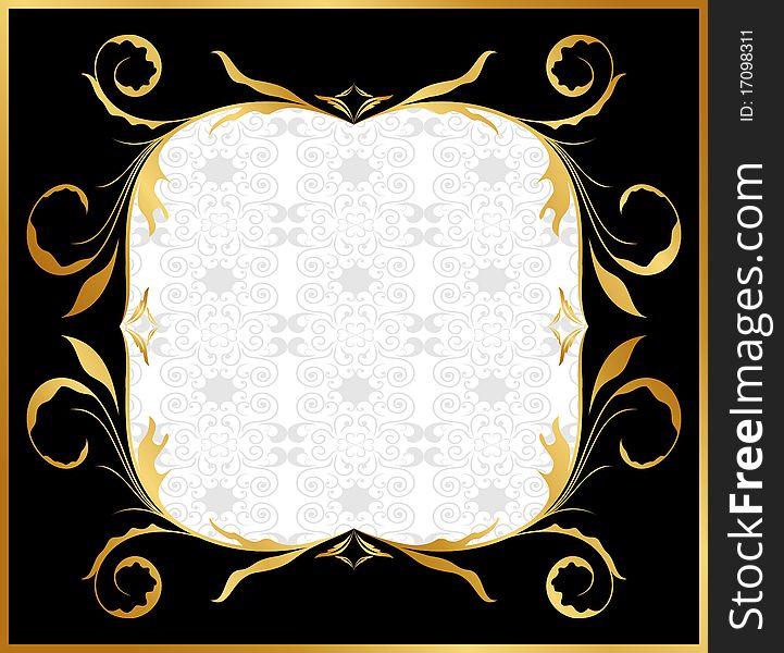 Illustration of golden floral frame - vector